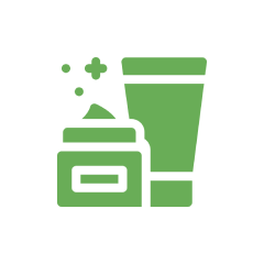 Skincare products icon in green